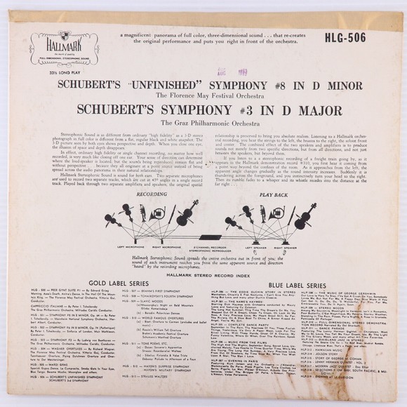 Schubert, Symphony No. 8 In B Minor, No. 3 In D Major LP Record Hallmark HLG 506 - Picture 2 of 16